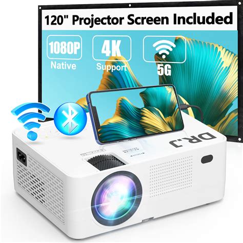 6200 Lumens WXGA LCD HD WiFi Bluetooth Projector Support 1080P Airplay LED Android Home Theater Video Projector Outdoor Wireless HDMI USB VGA AV Audio for Phones TV DVD PS4 Laptop Movie Game