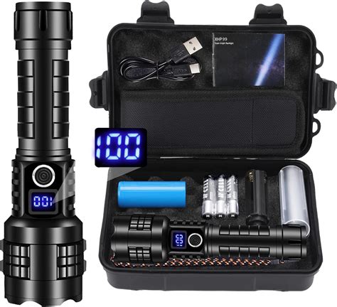 Brightest Flashlight Rechargeable Powerful Tactical Flashlights with XHP99 & COB LED, LUXNOVAQ 10000 High Lumen Zoomable Handheld Spotlight Floodlight Motion Sensor Waterproof Outdoor USB Searchlight