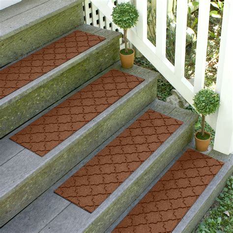 Bungalow Flooring Waterhog Stair Treads, Set of 4, 8-1/2 x 30 inches, Made in USA, Durable and Decorative Floor Covering, Indoor/Outdoor, Water-Trapping, Cordova Collection, Bluestone