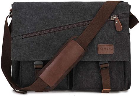√ Canvas Messenger Bag,17 Inch Mens Satchel Water Resistant Laptop Briefcase Canvas Vintage Shoulder Crossbody Bag for Men by RAVUO