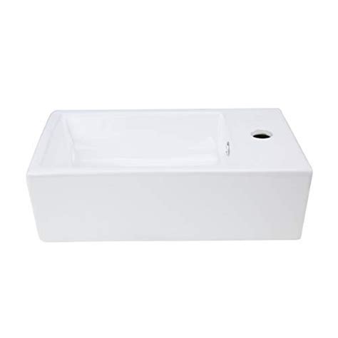 Caske 17 7/8" Small Narrow Countertop Vessel Bathroom Sink White Rectangle With Overflow And Single Faucet Hole Easy Clean White Grade A Vitreous China Ceramic Sink Renovators Supply Manufacturing