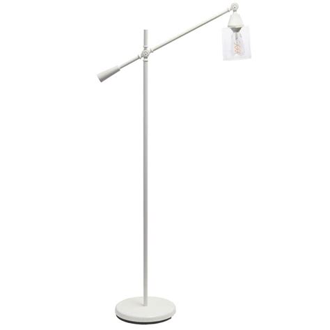 Get Discount 70% Price Elegant Desings LF1030-WHT Pivot Arm Glass Shade Floor Lamp, White