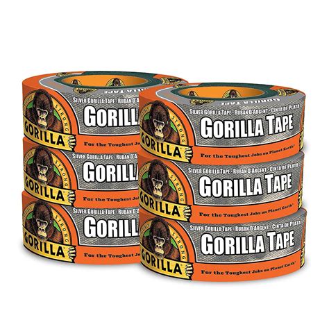 Gorilla Tape, Silver Duct Tape, 1.88" x 35 yd, Silver, (Pack of 6)