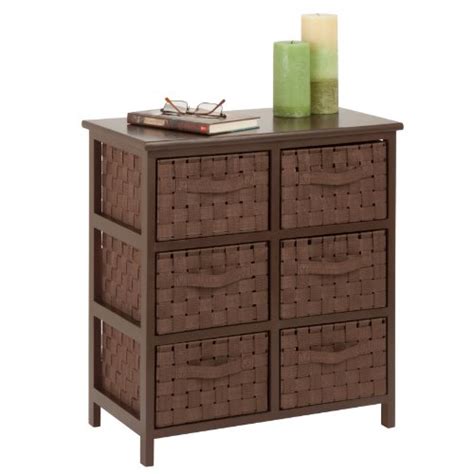 Honey-Can-Do 6-Drawer Storage Chest with Woven-Strap Fabric, Brown, 24-Inch