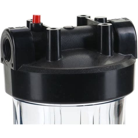 Hydronix HF45-10CLBK10PR Water Filter Housing 10" - 1" Ports, Clear Body w/PR