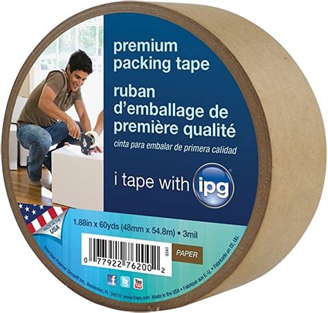 Best Cyber Monday 🔥 IPG 9341 Kraft Paper Flatback Premium Packing Tape, 1.88" x 60 yd, Brown, (Single Roll) (packaging may vary)