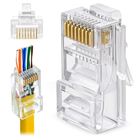 Hot Deals ITBEBE 100 Pieces RJ45 Cat5, Cat5e Pass Through connectors and 100 Pieces White Strain Relief Boots for 24 AWG Cables