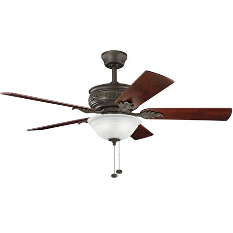 Kichler 300158SNB Athens 52-Inch Ceiling Fan, Satin Natural Bronze Finish with Reversible Walnut/Lipplewood Blades and Etched Opal Light Kit