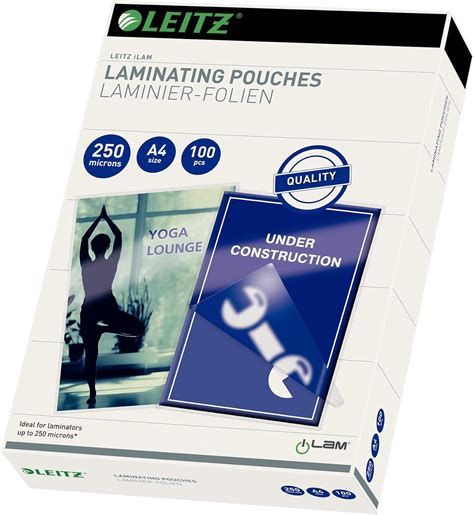 Leitz 74830000 Laminating Pouches Made of 175 Micron Thick Material (Transparent, Glossy, A4 and UDT) - Pack of 100