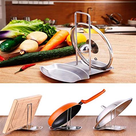 Exclusive Discount 80% Offer MAGLONG Stainless Steel Pot Lid Stand Holder and Spoon Rest Kitchen Utensils Holders, Dishwasher Clean