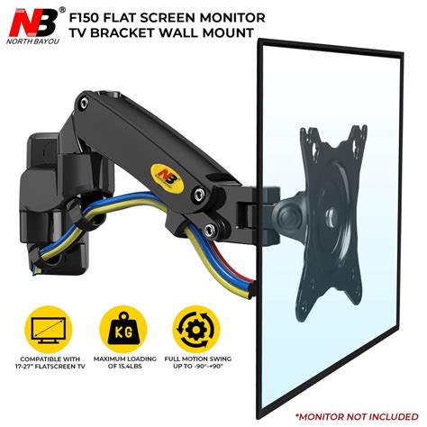 NB North Bayou TV Monitor Wall Mount Bracket Full Motion Articulating Swivel for 17-35" Monitors (Load Capacity from 4.4 to 22lbs) Double Extension F150-B