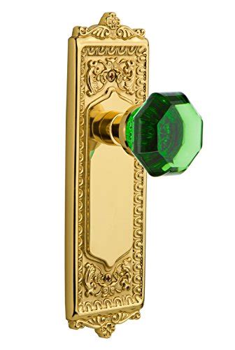Nostalgic Warehouse 720630 Egg & Dart Plate Passage Waldorf Emerald Door Knob in Polished Brass, 2.375