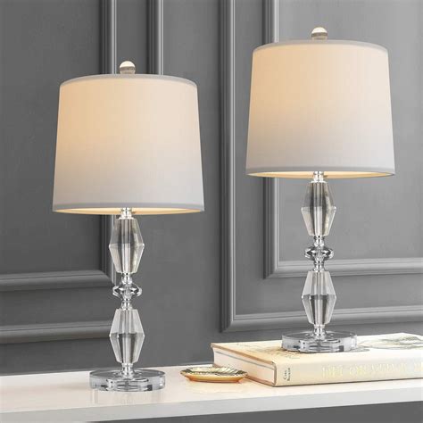 OYEARS Crystal Table Lamp Set of 2 for Living Room Bedroom 27.75“ Modern Buffet Table Lamps for Dining Room with Fabric Drum Shade Black