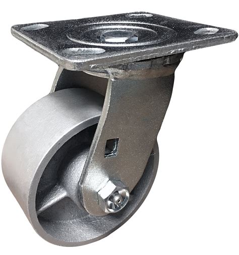 Semi Steel Cast Iron Swivel Top Plate Caster w/8" x 2" Silver Wheel - 1250 lbs Capacity/Caster - Service Caster Brand