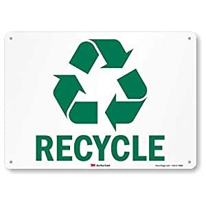 SmartSign-U1-1028-RD 3M Engineer Grade Reflective Label, Legend "Recycle" with Graphic, 5" high x 7" wide, Green on White