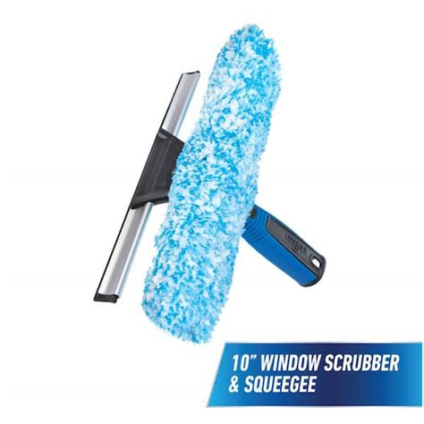 Unger 2-in-1 Window Scrubber and Squeegee, 10"