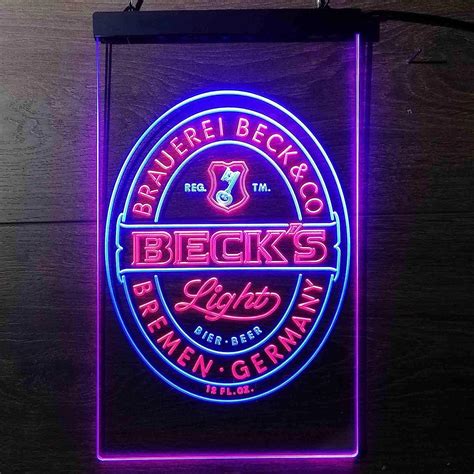 zusme Natural Light Beer Bar Gift Novelty LED Neon Sign Red + Blue W24 x H16