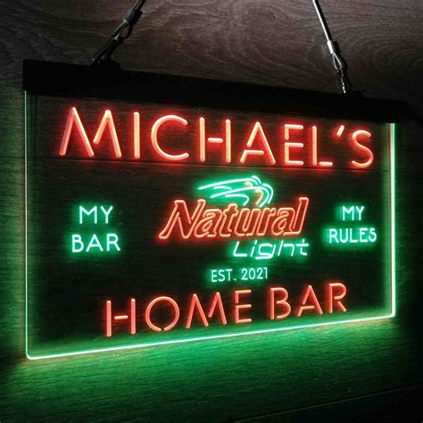 zusme Natural Light Beer Bar Gift Novelty LED Neon Sign Red + Blue W24 x H16